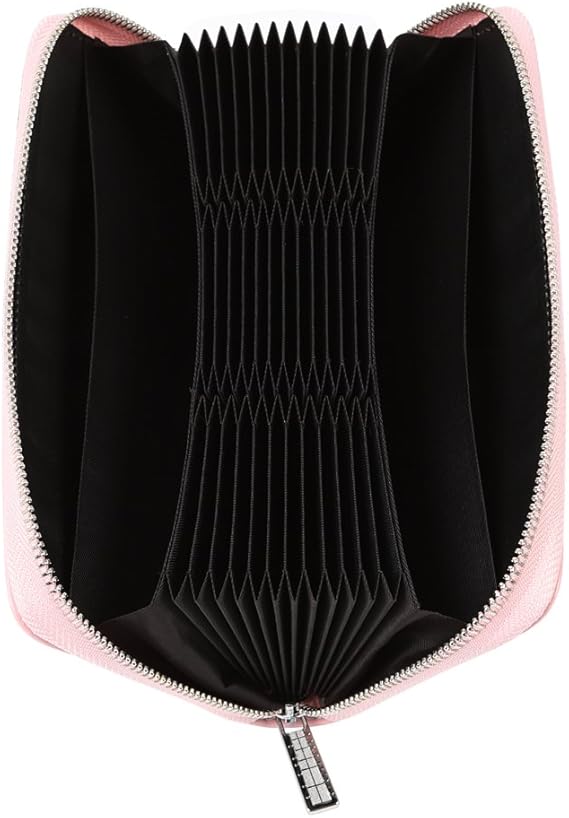 Women's RFID-Blocking Leather Card Holder Wallet with 36 Slots - Large Capacity Passport Money Safe Genuine Finest Stitching Solid Candy Color Smartphone Peace Of Mind Privacy