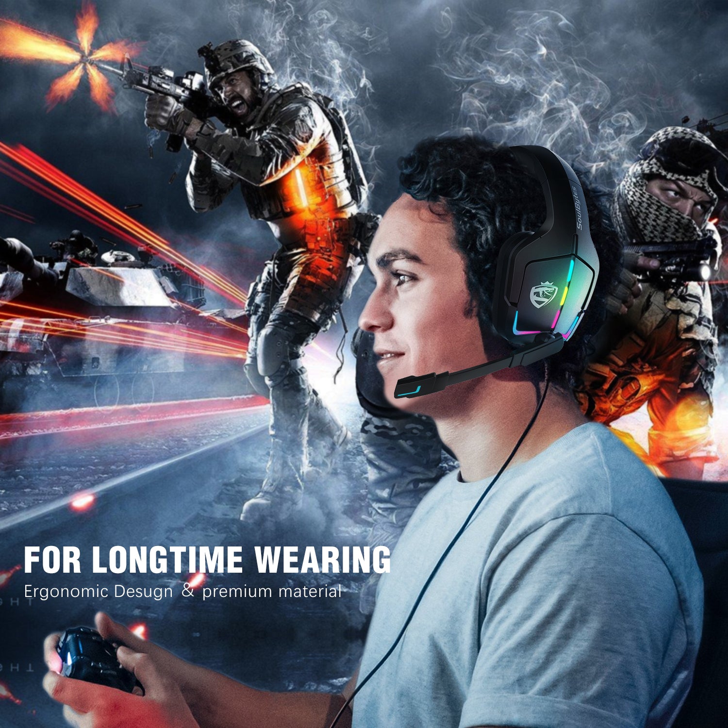 RGB LED Light Display Wintory Soulbytes S12 Gaming Headset Wintory