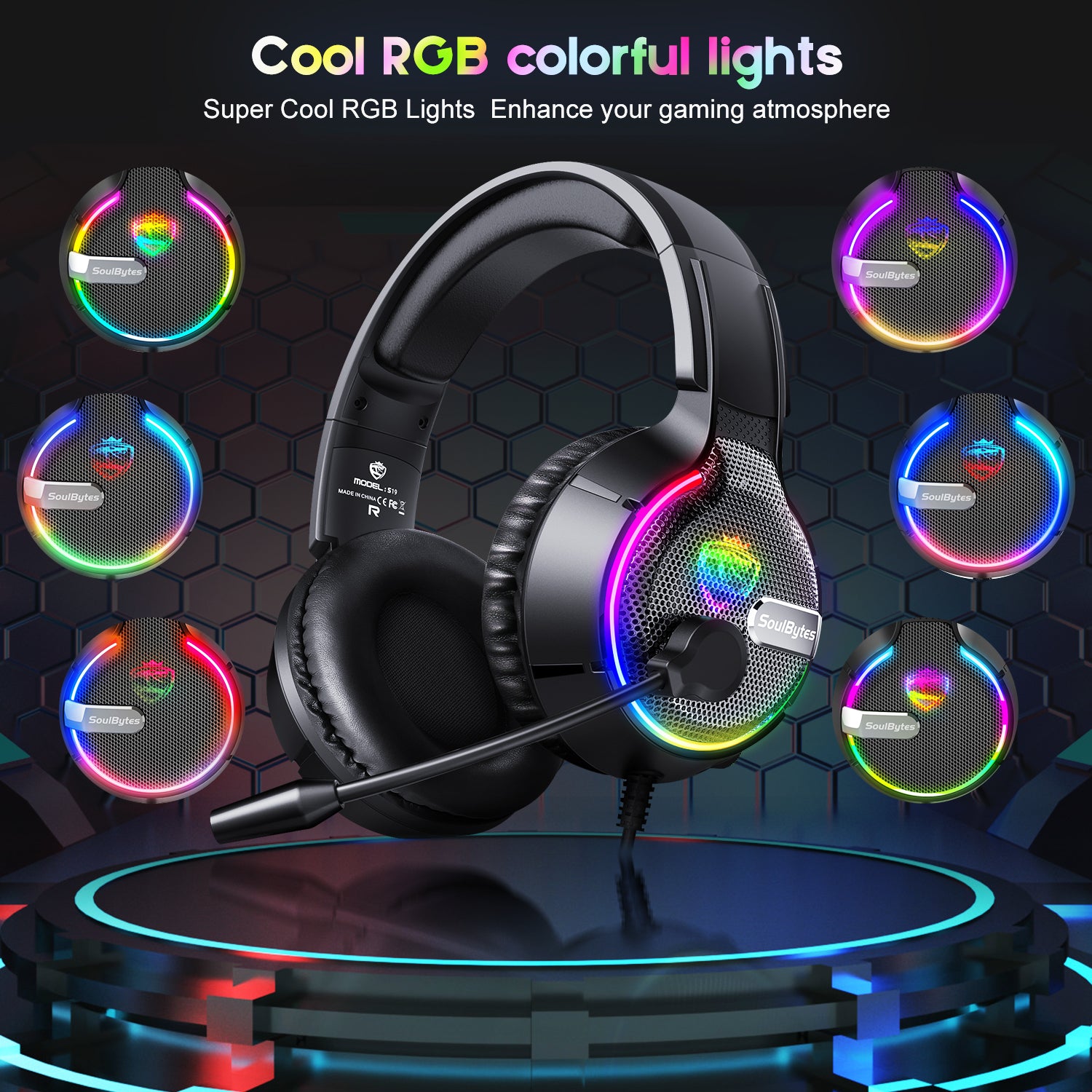 RGB LED Light Display Wintory Soulbytes S19 Headset Wintory