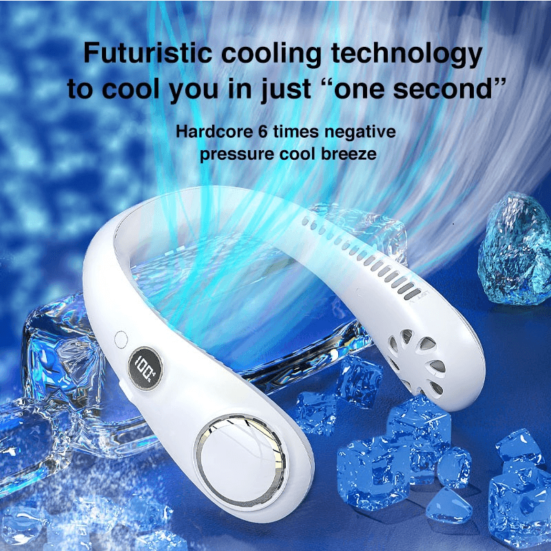 Bladeless Personal Neck Fan, Leafless, Rechargeable, Headphone Design Three-speeds Change and USB Rechargeable for Working, Cooking, Travel, Sports Carry, Outdoor Activities Wintory