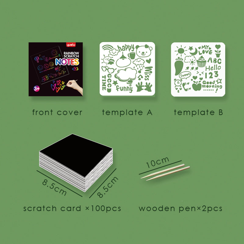Magic Scratch Art Kit - 2 Stylus Tools For Kids And Adults - Create Colorful Rainbow Cards, Notes, Pictures & Other Art Without Ink - 100 Black Paper Sheets Wintory