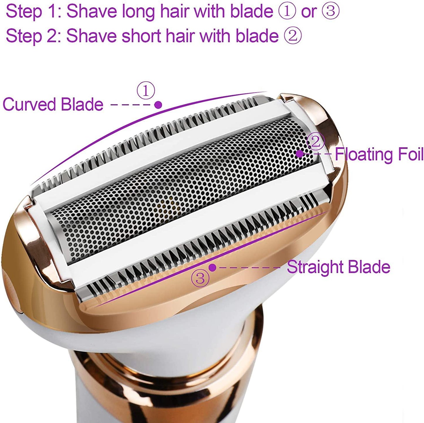 Electric Lady Shaver, Electric Razor for Women Shaving 4-in-1 Lady Shaver for Women Face Legs and Underarm Painless&Portable Bikini Trimmer Wet & Dry Hair Removal Wintory