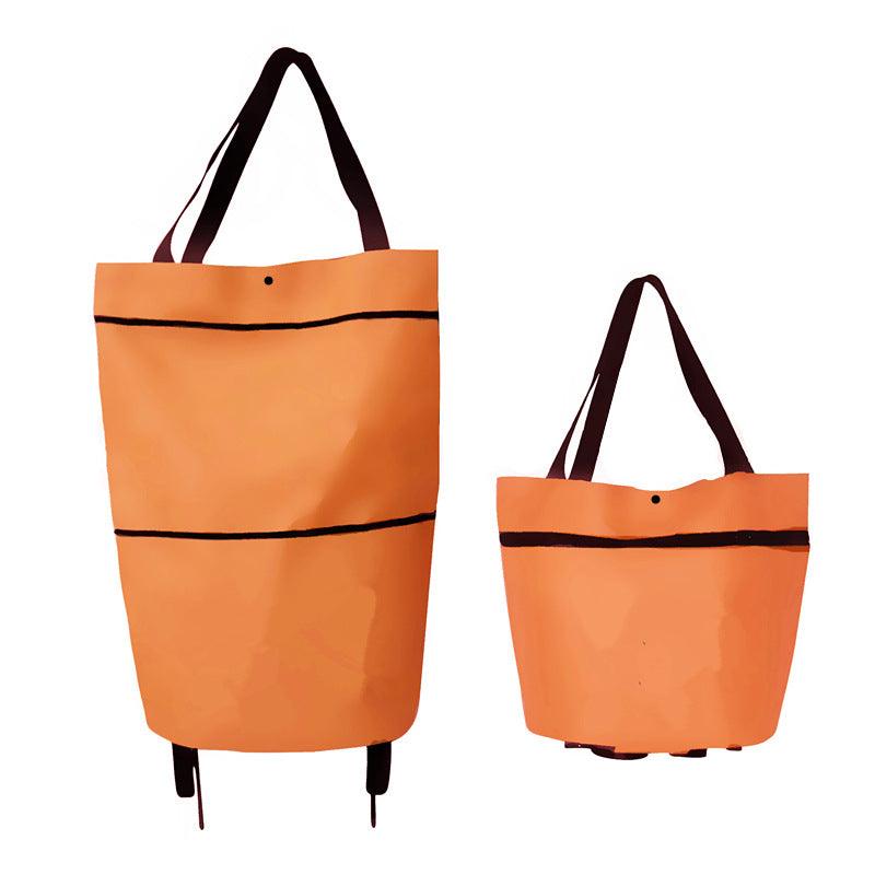 Grocery Cart with Wheels, Reusable Portable Collapsible Trolley Bags Hand-Pulling Utility Collapsible Grocery Bag with Hand-Straps Folding Shopping Cart Wintory