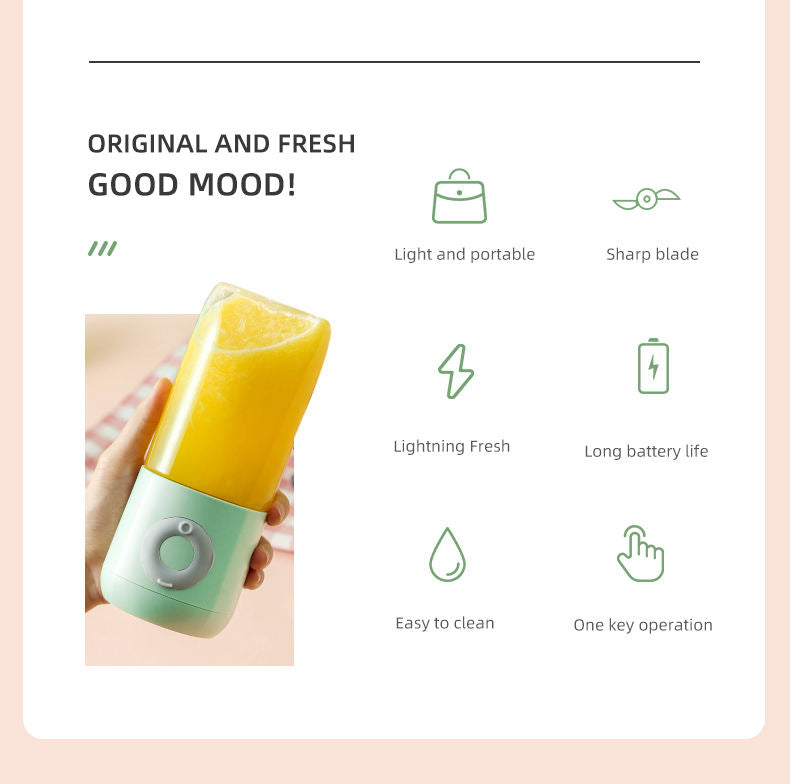 Portable Juicer Blender, Mini Blender for Smoothies, 500ml Small Blender Cup, Smoothies Maker Fruit Blender Cup With USB Rechargeable, Six Blades Mini Travel Blender Wintory