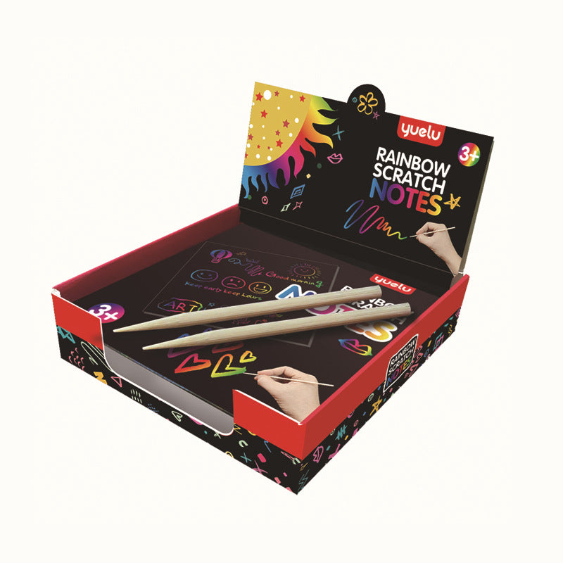 Magic Scratch Art Kit - 2 Stylus Tools For Kids And Adults - Create Colorful Rainbow Cards, Notes, Pictures & Other Art Without Ink - 100 Black Paper Sheets Wintory