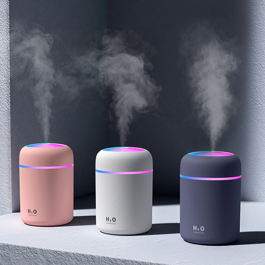 USB Led Light Mini 300Ml H2O Ultrasonic Spray Mist Maker Double Aroma Essential Oil Diffuser Car Wet Air Humidifier Wintory