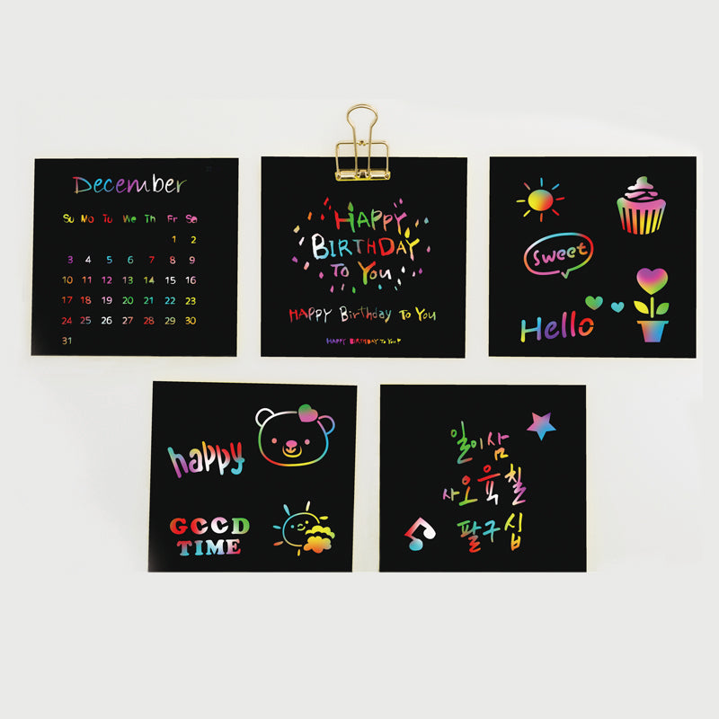 Magic Scratch Art Kit - 2 Stylus Tools For Kids And Adults - Create Colorful Rainbow Cards, Notes, Pictures & Other Art Without Ink - 100 Black Paper Sheets Wintory