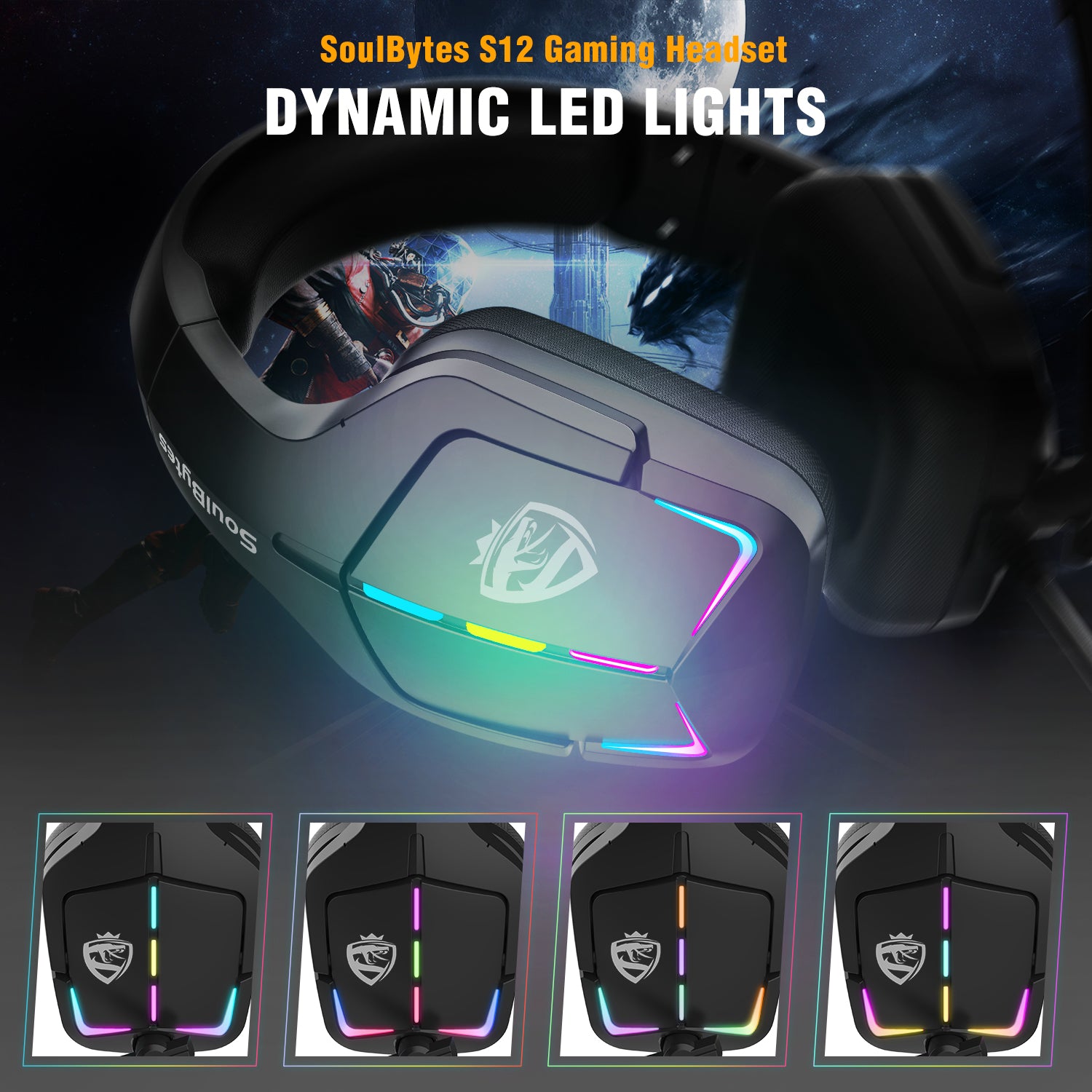 RGB LED Light Display Wintory Soulbytes S12 Gaming Headset Wintory