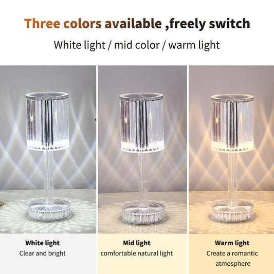 Crystal Bedside Table Lamp Sliver Bedroom Nightstand Light Modern Lamp for Living Room,Guest Room,Dresser Table Decoration Wintory