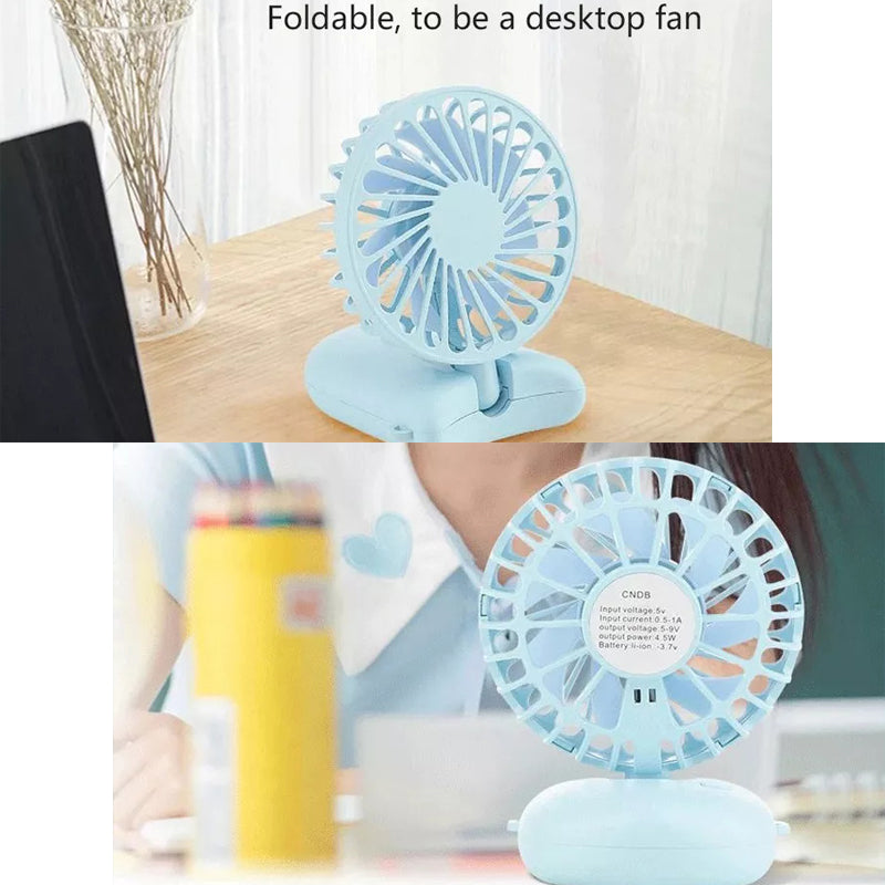 Mini Handheld Fan, USB Desk Fan, Small Personal Portable Table Fan with USB Rechargeable Battery Operated Cooling Folding Electric Fan for Travel Office Room Household Wintory