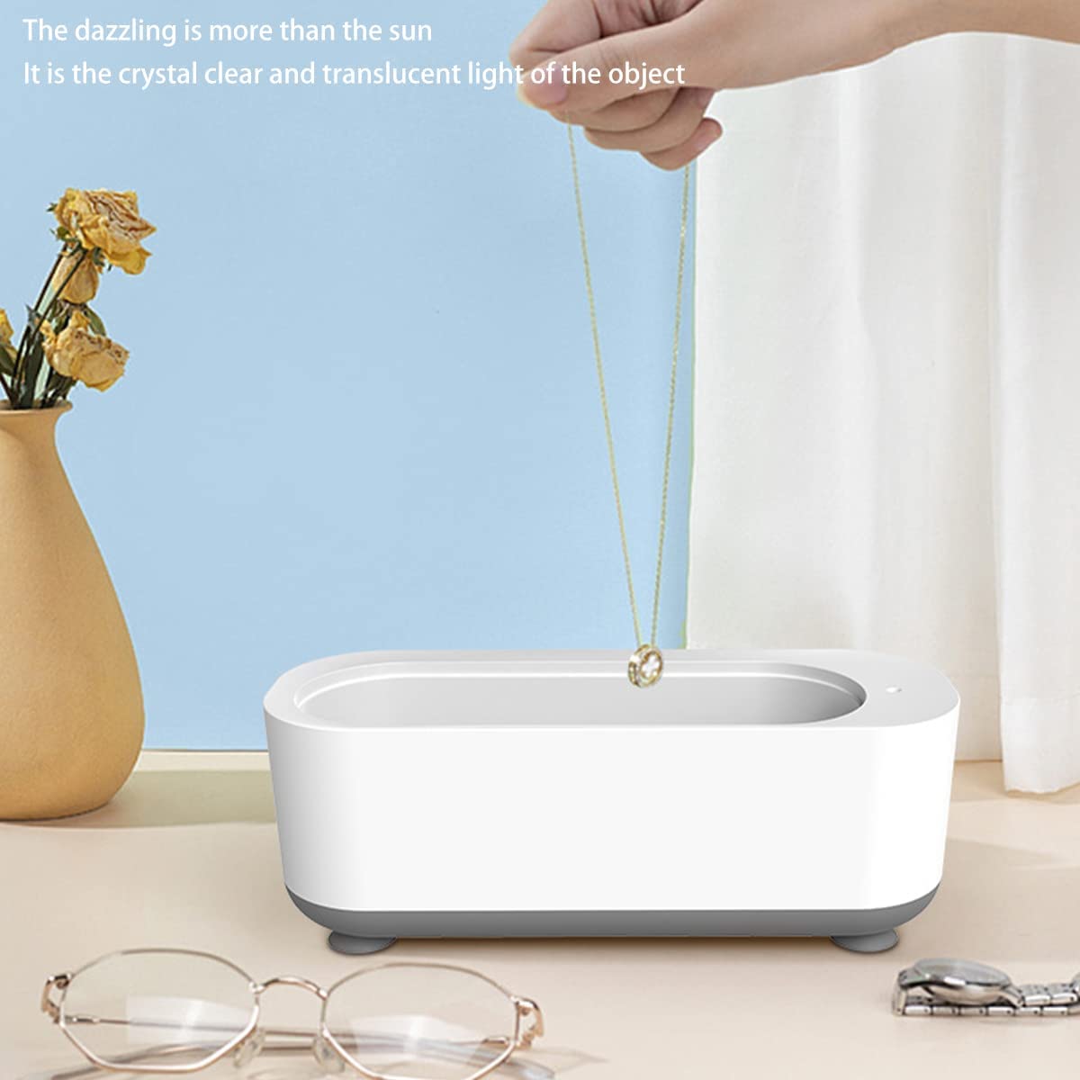 Portable Ultrasonic Cleaner, 300ML Professional Ultrasonic Cleaning Machine Ultrasonic Jewelry Cleaner for Glasses Jewelry Rings Necklaces Coin Watches Dentures Wintory