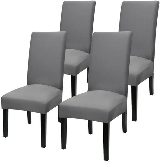 Chair Covers for Dining Room Stretch Removable Washable Waterproof Dining Chair Covers High Back Chair Slipcovers Kitchen Seat Covers for Dining Room, Living Room, Home(Gray, Set of 4) Wintory