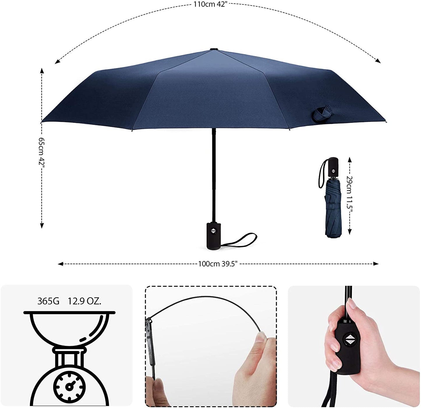 Windproof UV Protection Travel Umbrella, Compact UV Protection Sunshade UV Protection Sun Automatic Open/Close Folding Umbrella for Women/Men (Multicolor) Wintory