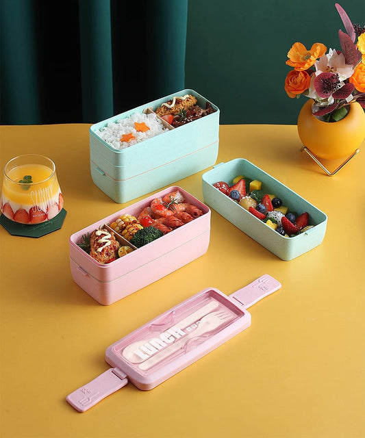 Upgrade Bento Lunch Box, Bento Lunch Box for Kids and Adults, Meal Prep Containers with Fork and Spoon Wintory
