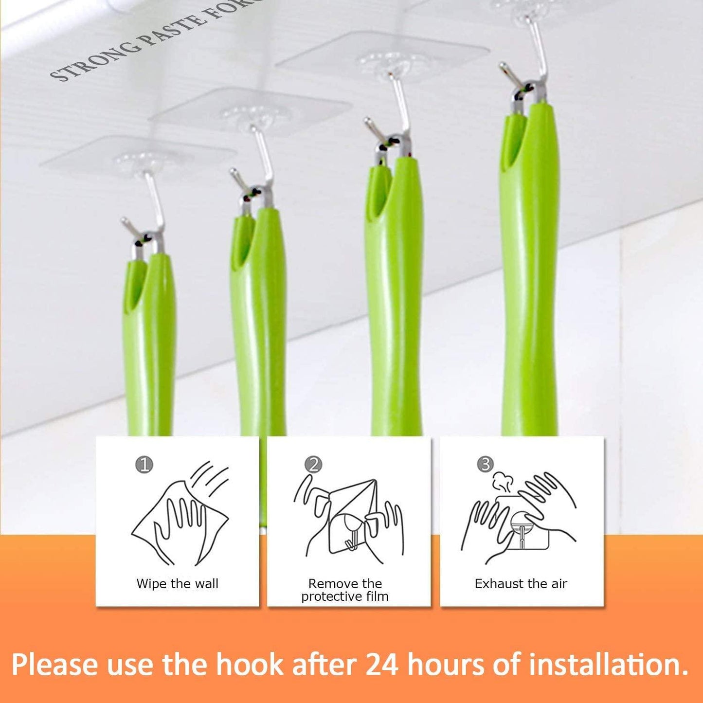 Adhesive Hooks Heavy Duty Wall Hooks 8kg (Max) Self Adhesive Hook 12pcs Wintory