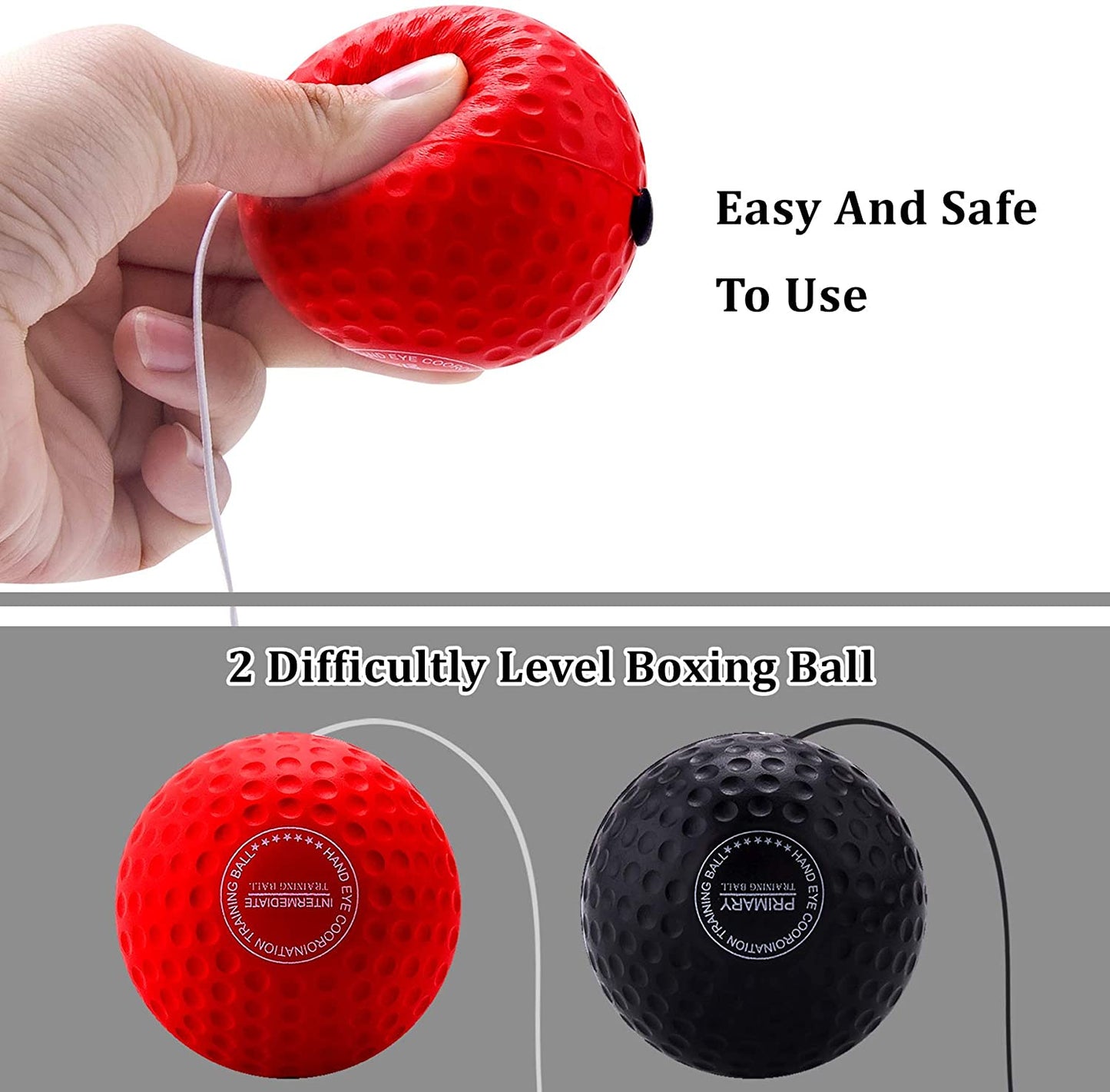 Upgraded Boxing Reflex Ball,Difficulty Levels Boxing Training Ball with Headband Perfect for Agility,Reaction, Punching Speed, Fight Skill, Fitness and Hand Eye Coordination Training,Newst Boxing Equipment for Adult and Kids Wintory