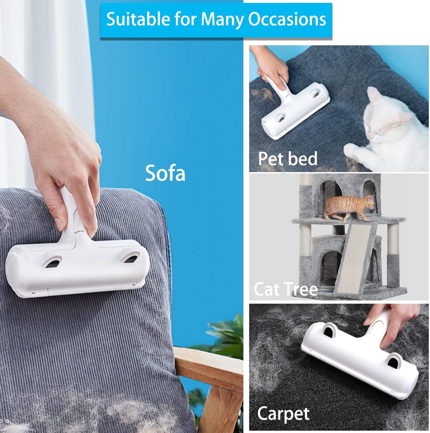Pet Hair Remover Roller, Reusable Animal Hair Removal Brush for Dogs and Cats, Easy to Clean Fixed Areas Pet Fur from Carpet, Furniture, Rugs, Stairs, bedding and Sofa Wintory
