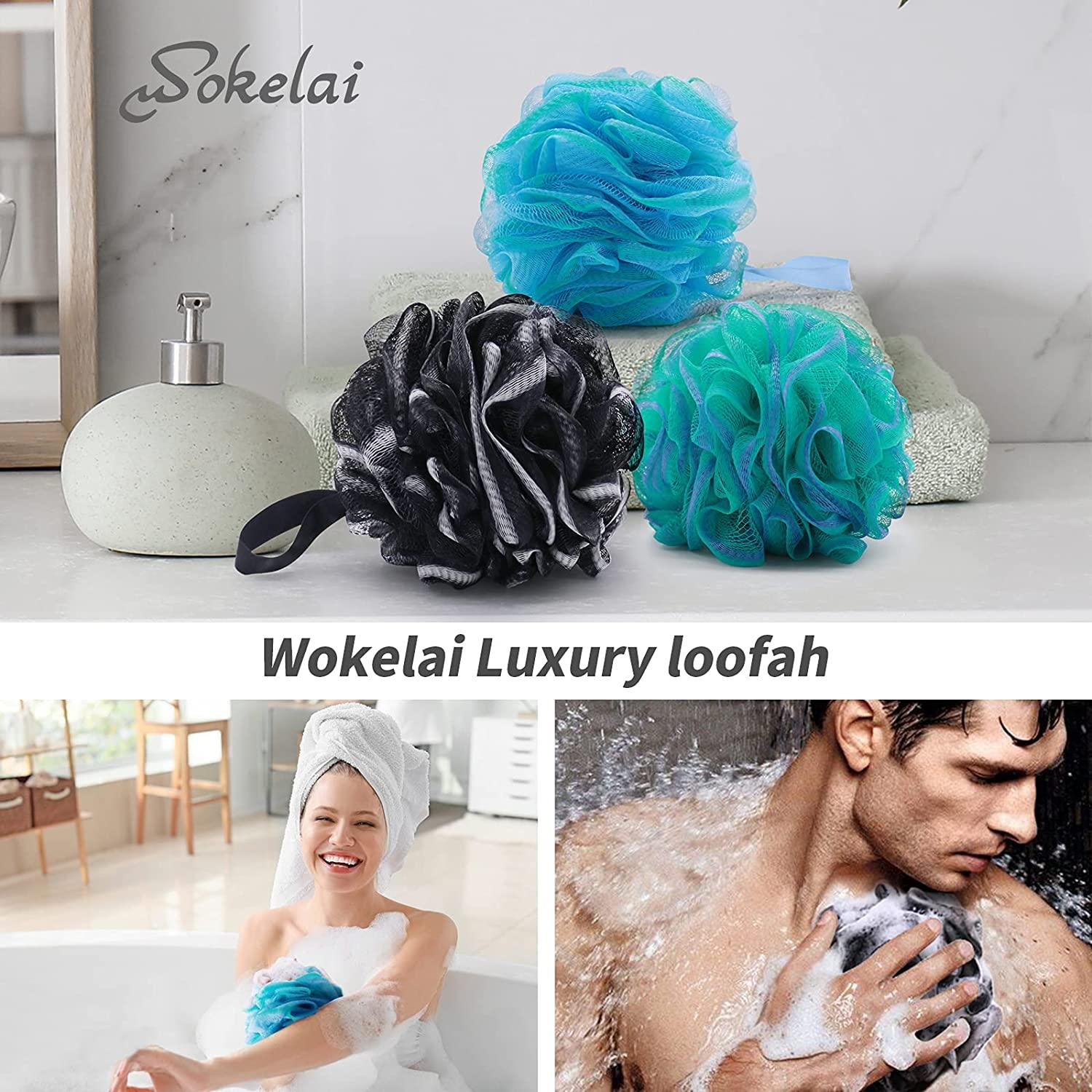 Bath Sponge Shower Loofahs Balls 75g/PCS Extra Large Mesh Pouf Easy Foaming Body Scrubber Exfoliator for Big Full Lather Cleanse(3 Pack) Wintory