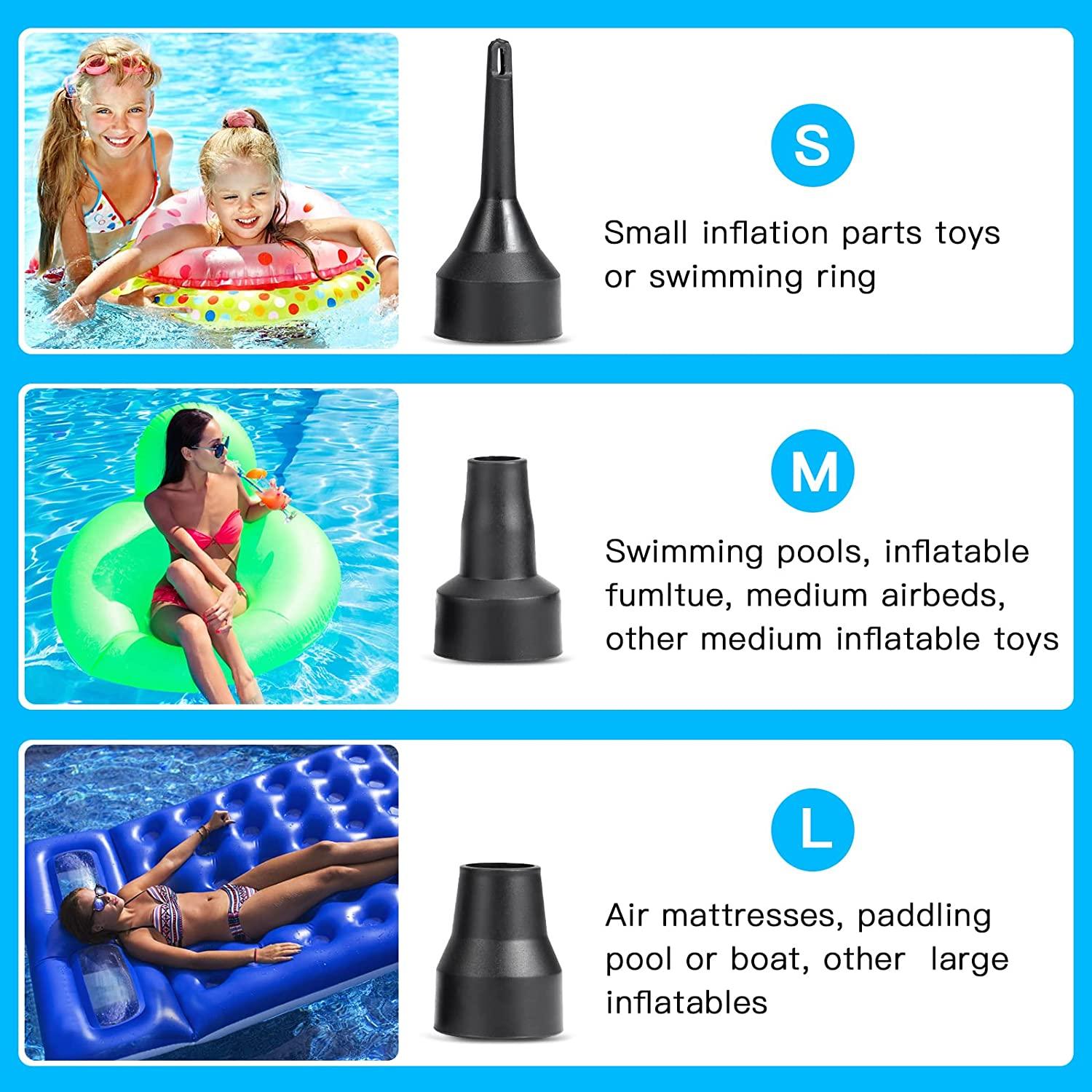 Electric Air Pump for Inflatables, Air Pump Air Mattress Pump with 3 Nozzles Inflator/Deflator Quick Air Pump for Air Bed Paddling Pool Toy Raft Boat Swimming Ring Wintory