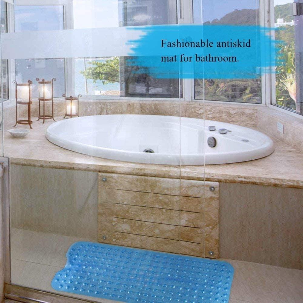 Extra Long Bath Mats, Shower Mats Mildew Resistant Non-slip Pebbled Bathtub Mats with Suction Cup for Bathroom, Machine Washable, 100 x 40cm Wintory
