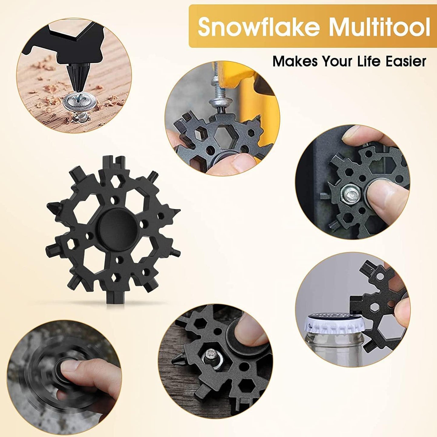 23-IN-1 Snowflake Multitool With Fidget Spinner, Gifts for Him Boyfriend Husband Men, Stainless Steel Multi-Tool Portable Cool Gadgets for Men, Suitable for Hiking, Camping, Home Improvement Wintory