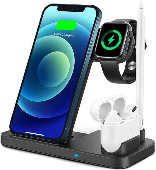 4 in 1 Wireless Charger, Apple Watch & AirPods & Pencil Charging Dock Station, Nightstand Mode for iWatch Series 7/6/SE/5/4/3/2/1, Fast Charging for iPhone 13/12/11/ Pro Max/XR/XS Max/Xs/X/8 Wintory