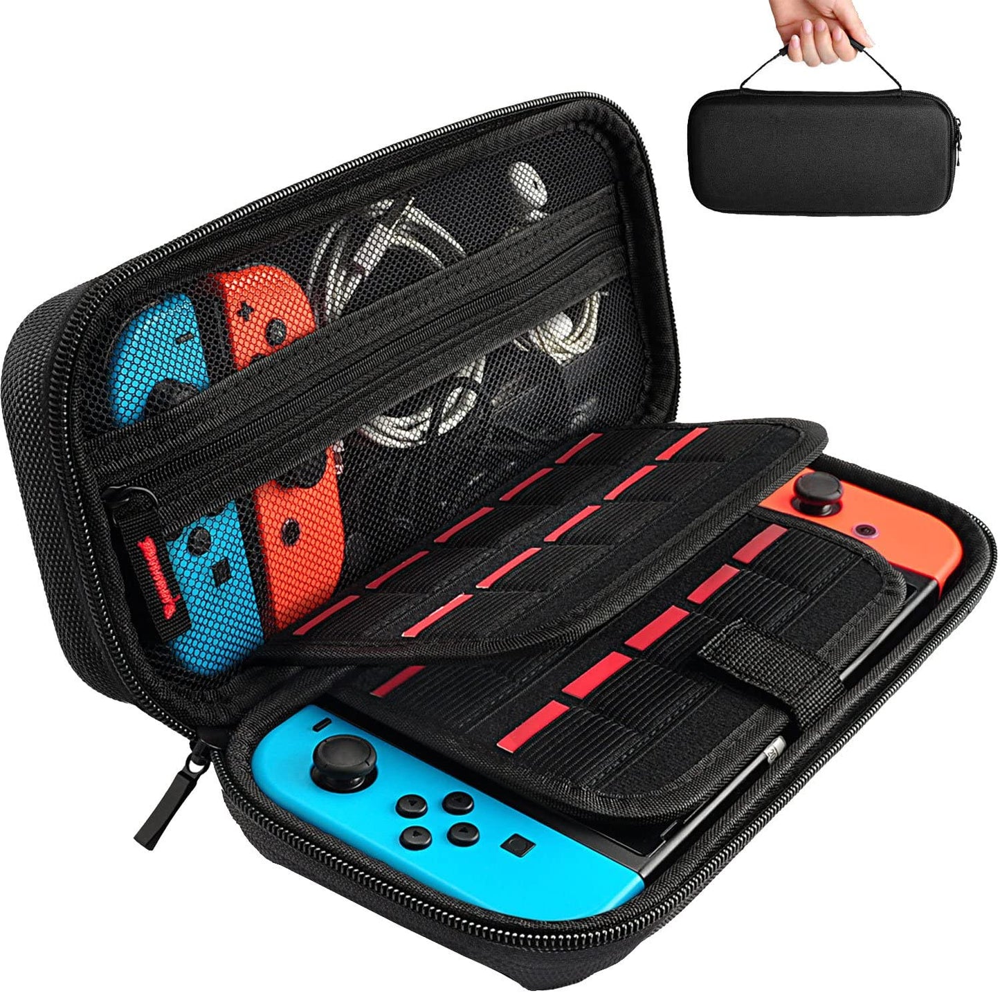 Switch Case Compatible with Nintendo Switch/Switch OLED - Carrying Case with 20 Game Cartridges, Protective Hard Shell Travel Case Pouch for Nintendo Switch Console & Accessories, Black Wintory