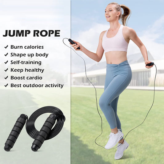 Skipping Rope Adult Fitness Jump Ropes for Fitness with Soft Foam Handles Women Men & Kids - Adjustable Speed Jumping Rope for Exercise Home Gym Equipment, Boxing Workout Training Wintory