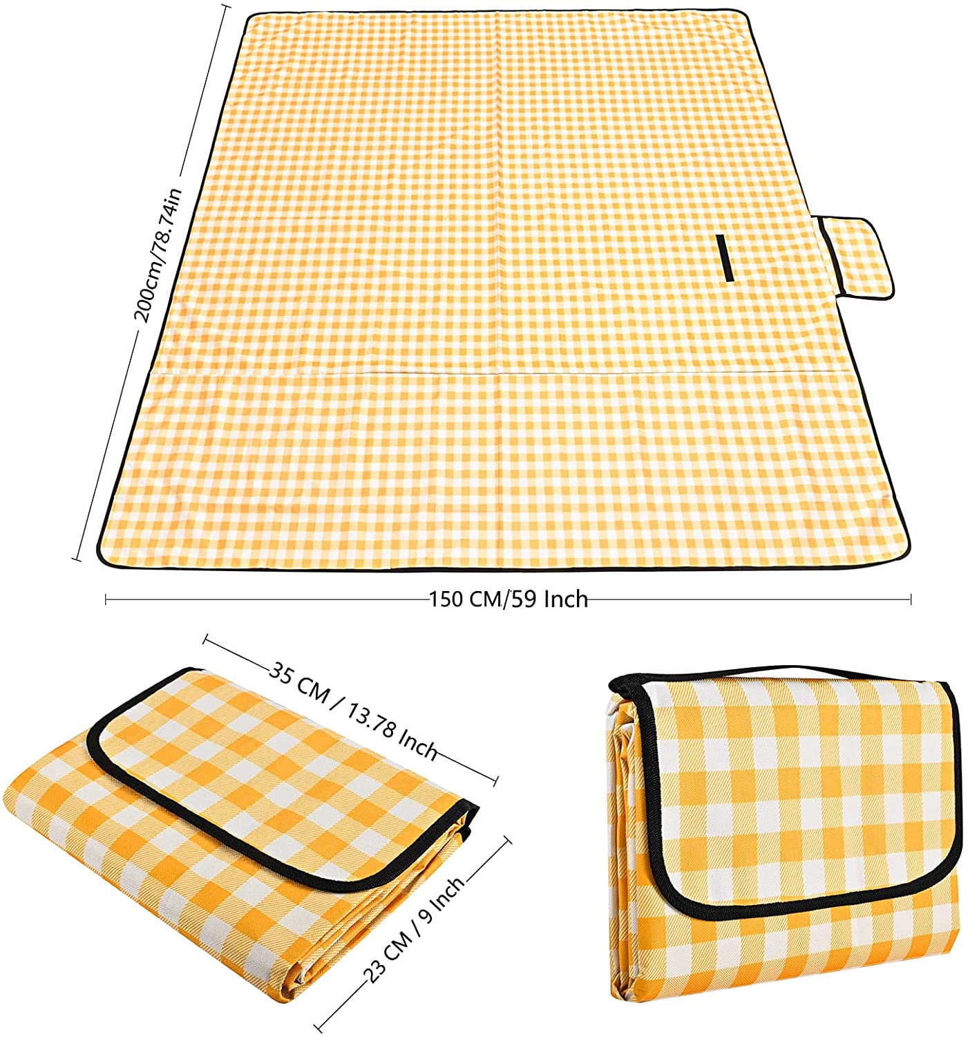 Outdoor Picnic Blanket, Foldable Outdoor Beach Blanket, Waterproof, Sandproof, Anti-Slip With Handle, Suitable For Home, Beach, Park, Hiking, Camping (150*200cm) Wintory