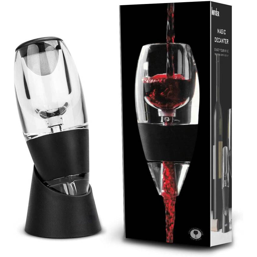 Wine Aerator, Acrylic Red Wine Decanter Pourer with Base Gift Set for Christmas New Year Party Wine Lover Gift-Black Wintory