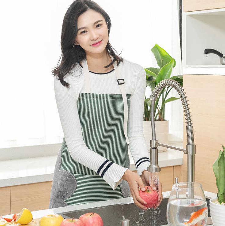 Apron household waterproof fashion thickened can wipe hands cooking kitchen strap oil-proof work clothes adult Wintory