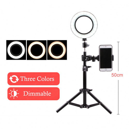 Ring Light 4.8" with 15" Extended Tripod Stand & Phone Holder for YouTube Video, Camera Led Ring Light for Streaming, Makeup, Selfie Photography Compatible with iPhone Android Wintory