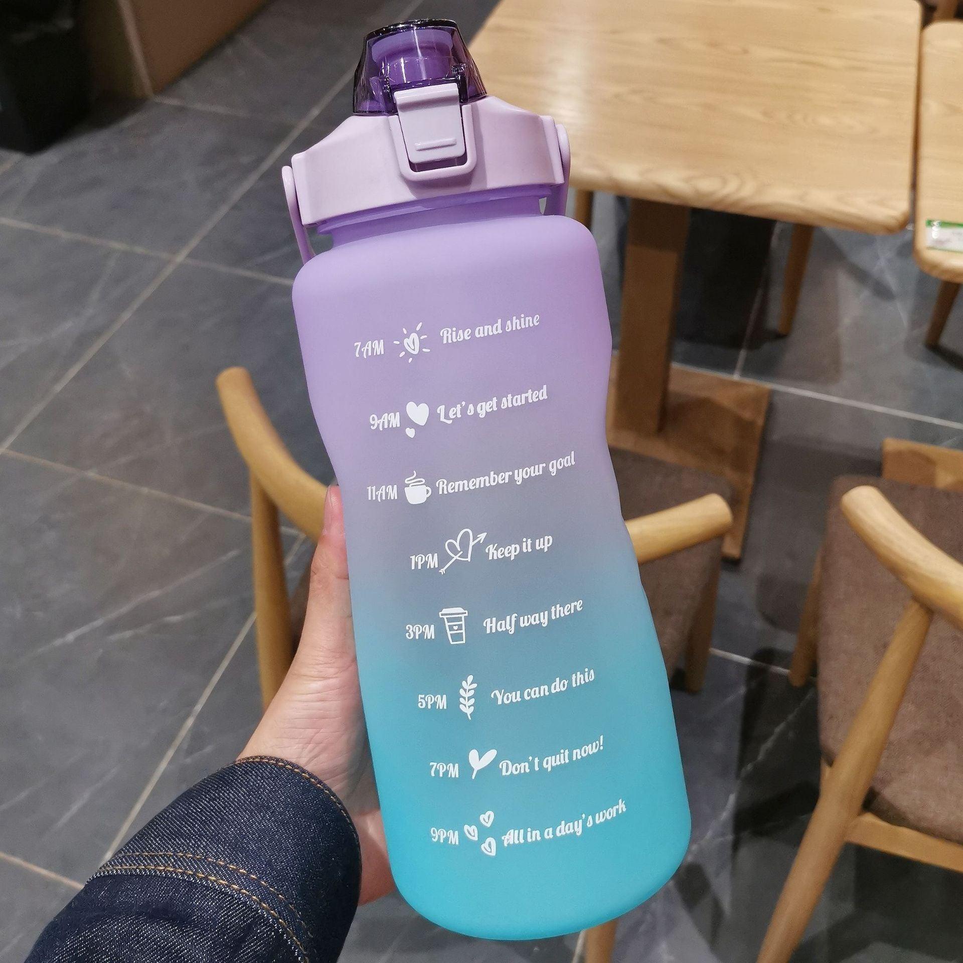 2 litre Large Water Bottle With Straw and Time Markings Half Gallon Water Bottle for Fitness, Gym and Outdoor Sports Wintory