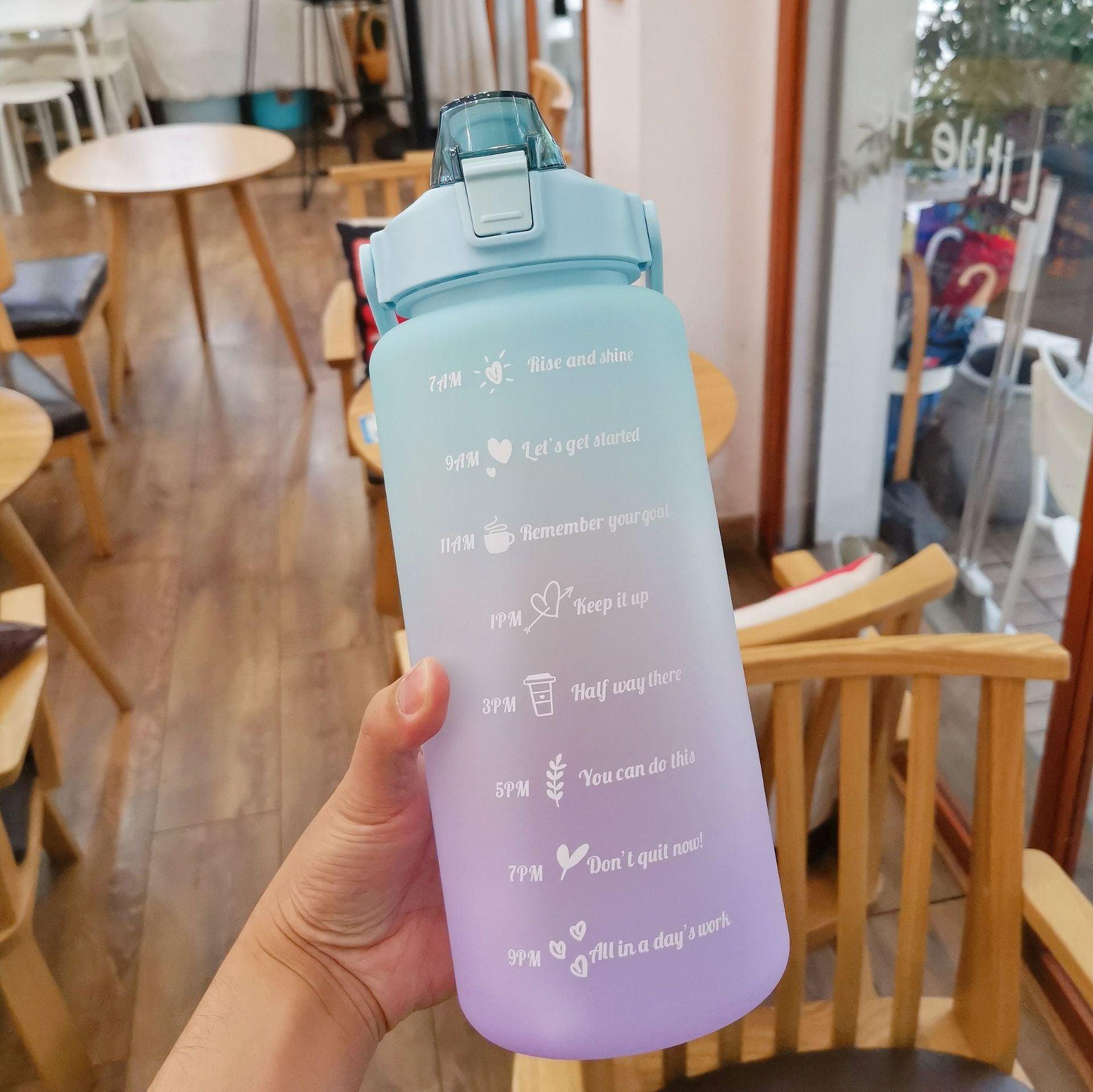 2 litre Large Water Bottle With Straw and Time Markings Half Gallon Water Bottle for Fitness, Gym and Outdoor Sports Wintory
