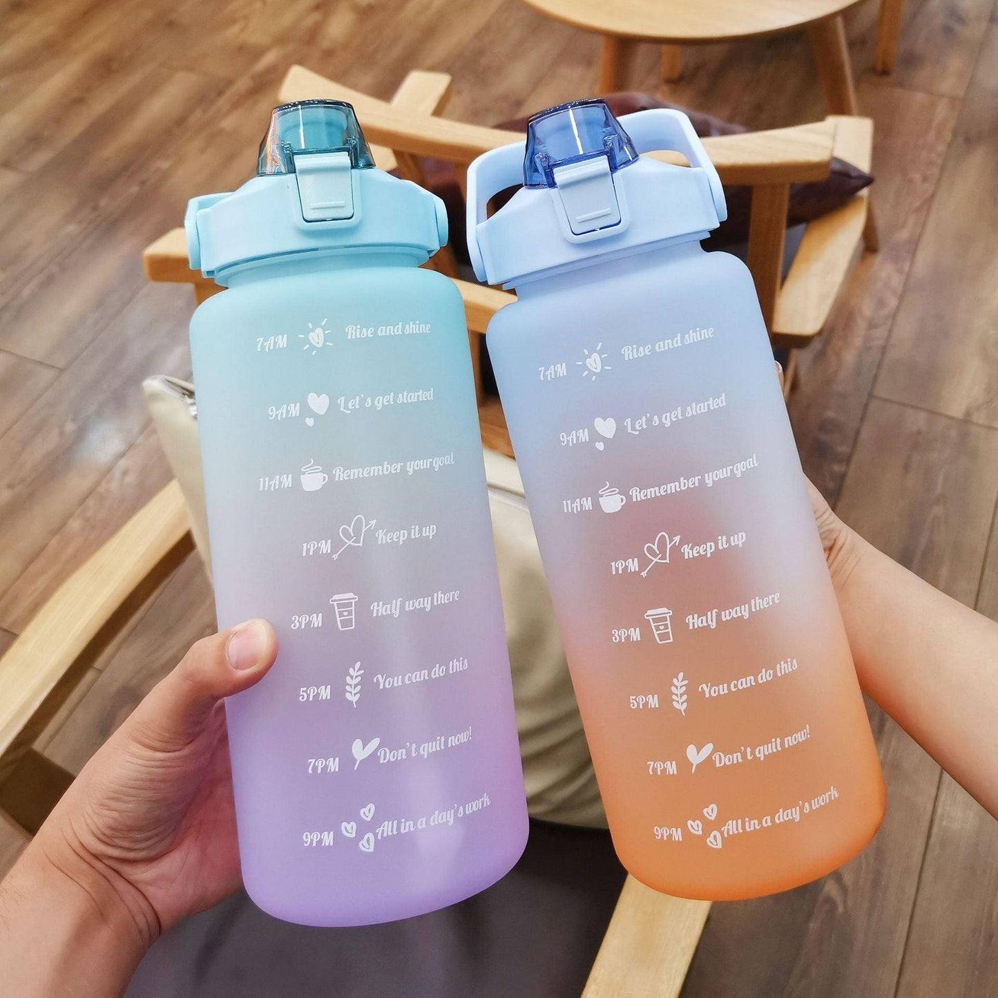 2 litre Large Water Bottle With Straw and Time Markings Half Gallon Water Bottle for Fitness, Gym and Outdoor Sports Wintory